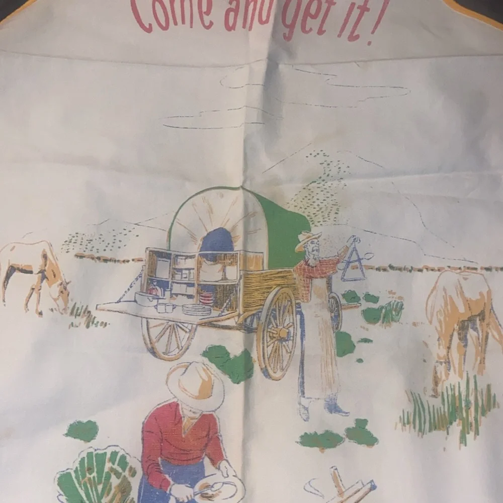 Vintage 1970's Come and Get It! Cowboy chuck wagon apron.